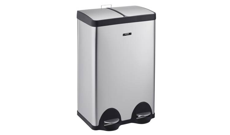Cooks Professional 60L Dual Pedal Recycling Bin - Silver