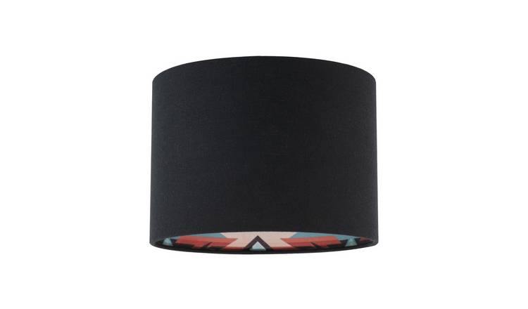 Happy Homewares Colourful Aztec with Black Linen Fabric Lampshade - 25cm
