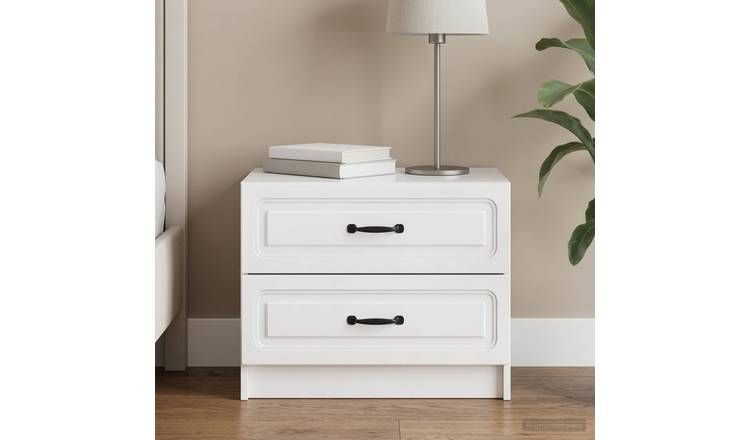Walplus High Gloss Bedside Table - High Gloss White - 62 x 34.5 x 44.5 cm