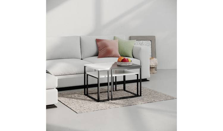 Decortie Ohlady Nesting Coffee Table Set - White, Anthracite