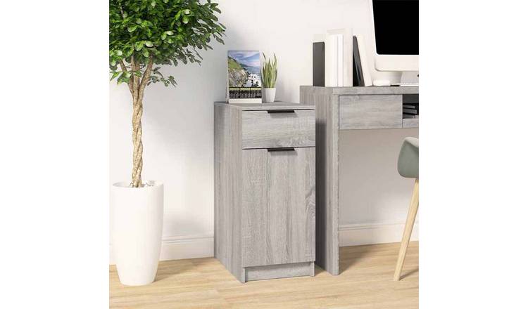 Walplus Engineered Wood Cabinet - Grey and Oak - 33.5 x 50 x 75 cm