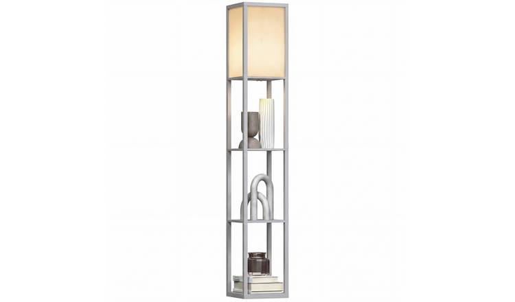 HOMCOM 3 Tier Modern LED Floor Lamp with Storage - Grey