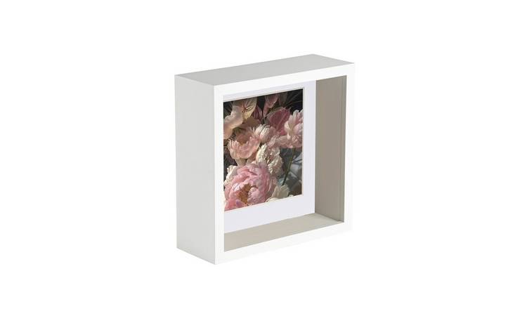 Nicola Spring 3D Deep Box Photo Frame - 6 x 6" with Mount - White/White