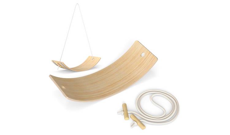 AIYAPLAY Wooden Kids Rope Felt Curvy Swing Seesaw Balance Board