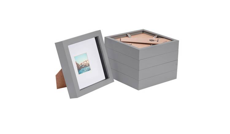 Nicola Spring 6" x 6" Grey 3D Box Photo Frame 2" x 2" White Mount - Set of 5