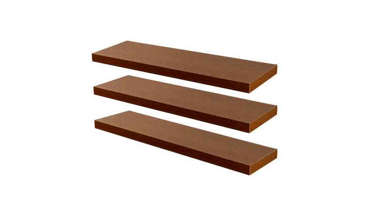 Harbour Housewares Modern Floating Wall Shelves - Walnut - Set of 6