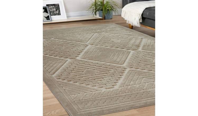 Mega Flooring Beige Modern Geometric Rug - 120 x 170cm
