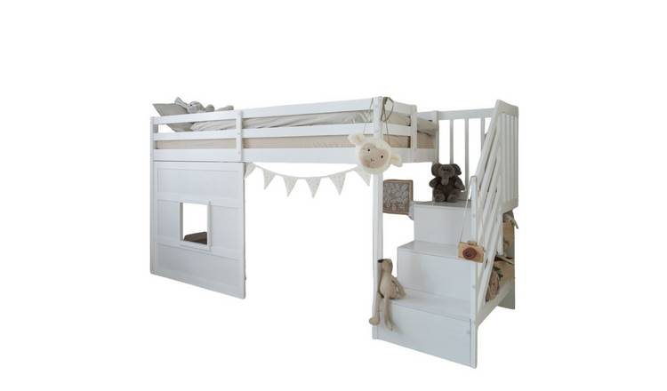 Noa & Nani Kasja Midsleeper Cabin Bed With Staircase & Window - White