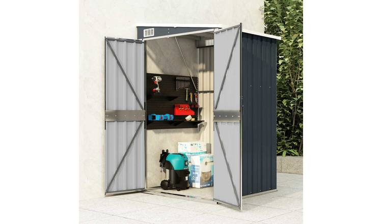 Walplus Galvanised Steel Wall-mounted Garden Shed - Anthracite - 118x100x178 cm