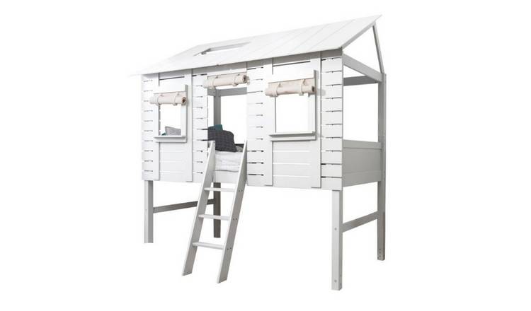 Noa & Nani Christopher Jungle Treehouse Cabin Bed With Canvas Windows - White