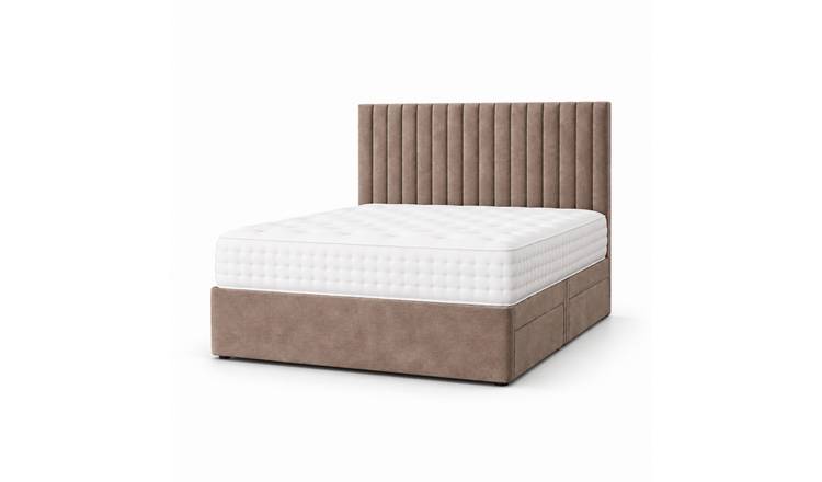 Comfy Deluxe 5ft King Size    Suede  Divan Bed Set -  Beige
