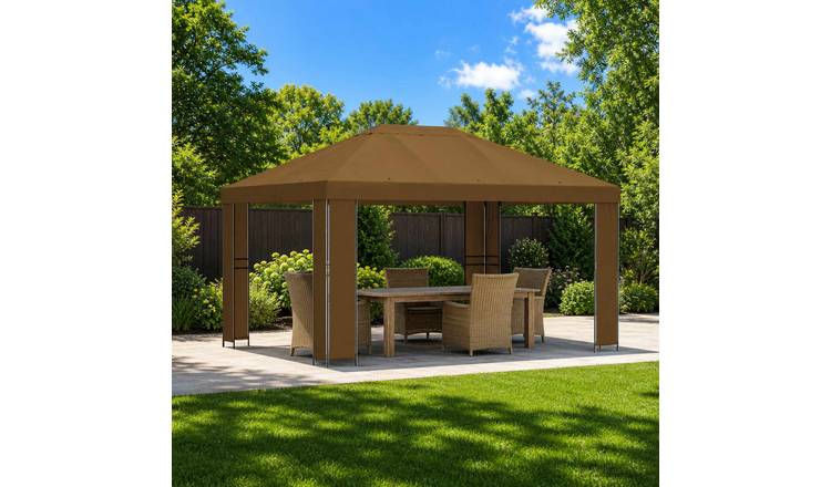 Walplus 4 x 3 m 190gsm Polyester Steel Garden Gazebo - Taupe