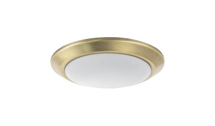 Happy Homewares Antique Brass Flush LED Bathroom Ceiling Light - 20cm