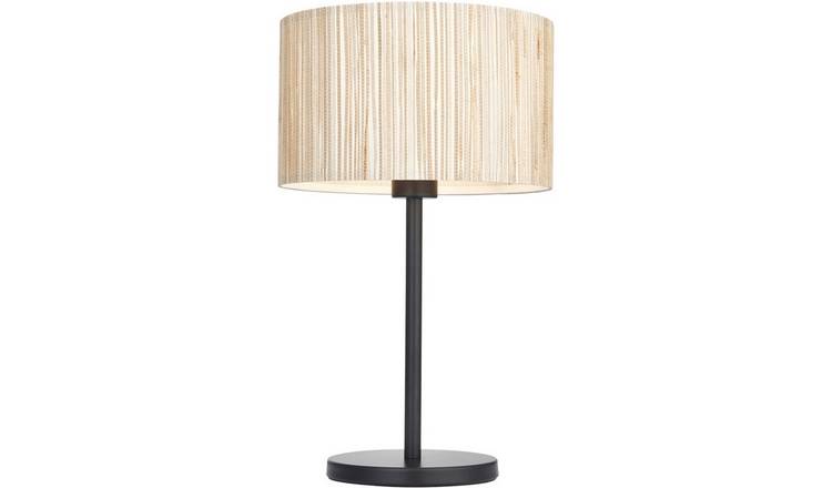 Loops Direct Natural Seagrass Steel and Seagrass Table Lamp - Matt Black