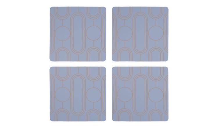 Orsina Set Of 4 Frosted Coasters - Blue