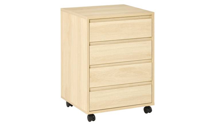 HOMCOM 4 Drawers Under Desk Storage Cabinet - Natural