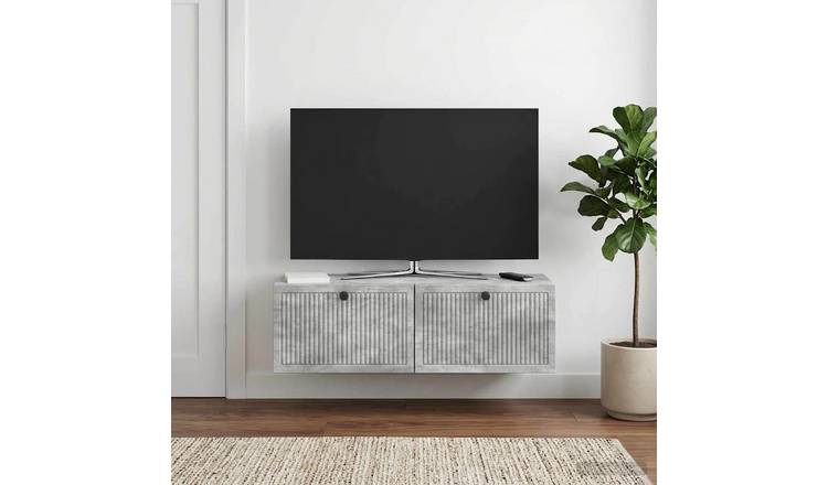 Walplus Wall Mounted TV Cabinet - Concrete Grey - 98 x 31 x 30 cm