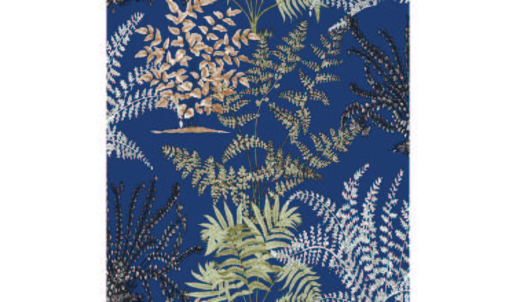 Grandeco Lima Delicate Fern Textured Wallpaper - Blue