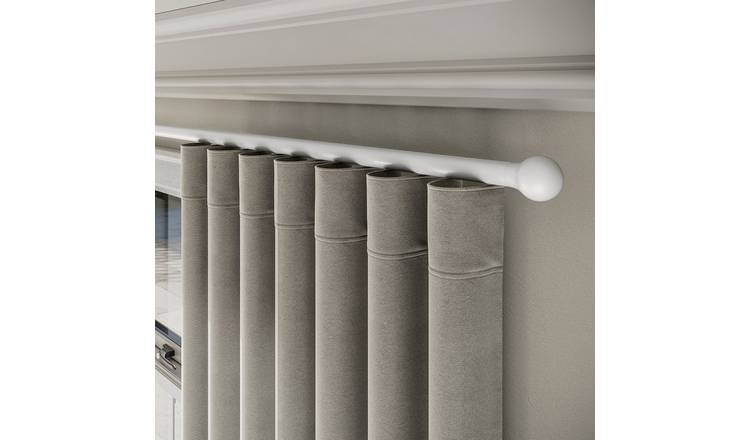 New Edge Blinds 28mm White Styleline Gliding Curtain Pole with Ball End - 100cm