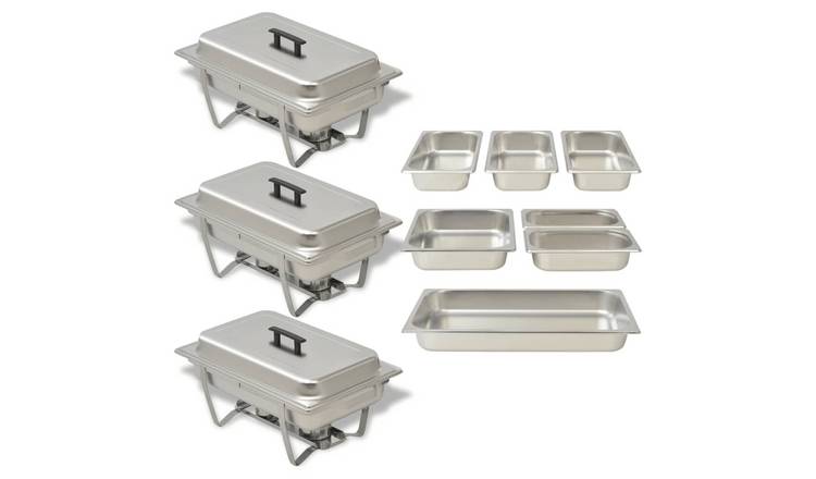 Walplus Pack of 3 Stainless Steel Chafing Dish Set - 60.5 x 36 x 30 cm