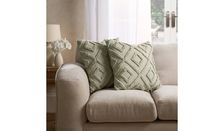 OHS 2 Pack Tufted Geo Cushion Covers 45 x 45cm - Sage