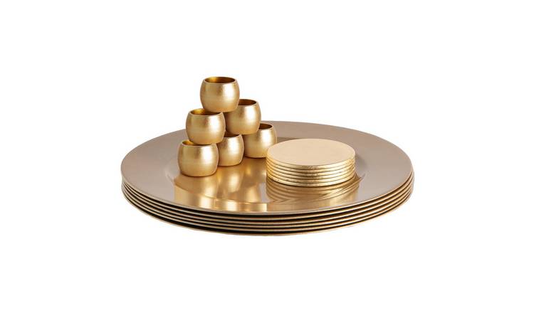 Argon Tableware 18 Piece Metallic Charger Plates Set - Gold