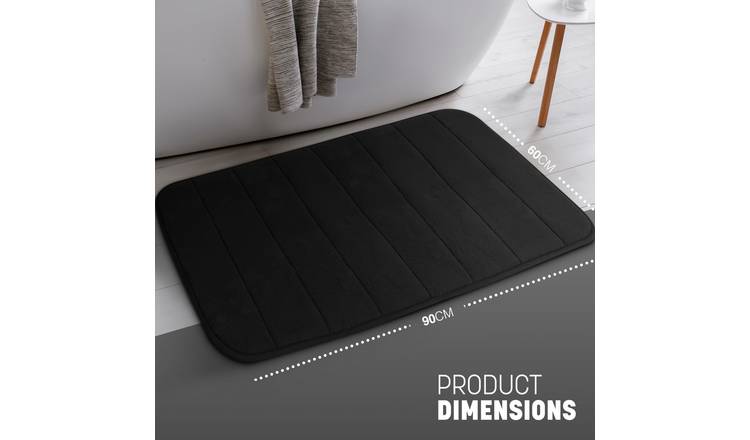 Keplin Memory Foam Non-Slip Bath Mat - 60 x 90cm - Black