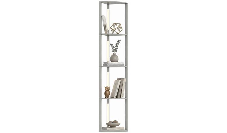HOMCOM 4 Tier Shelved LED 3 Level Brightness Floor Lamp – Grey