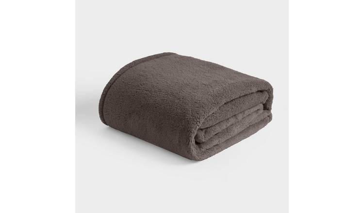 OHS Teddy Fleece Blanket Throw - 150 x 200cm - Dark Grey