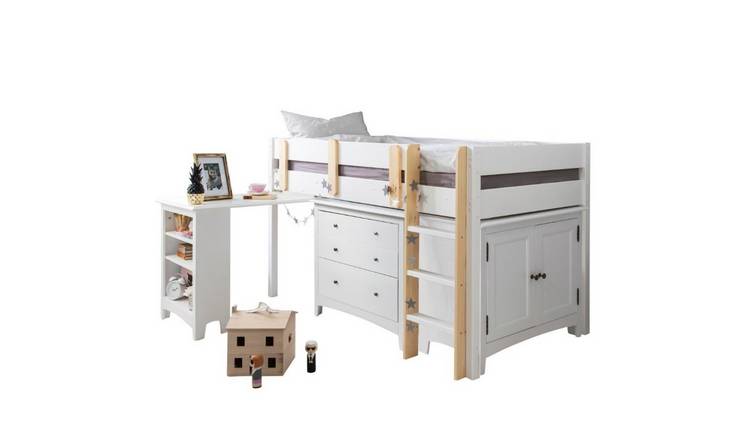 Noa & Nani Una Sleepstation With Chest, Cabinet & Desk - White
