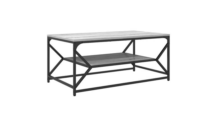 Walplus Engineered Wood and Steel Coffee Table - Grey sonoma - 90 x 50 x 40 cm