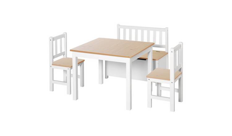 HOMCOM 4 Piece Wooden Modern Kids Table and Chairs Set - Beige