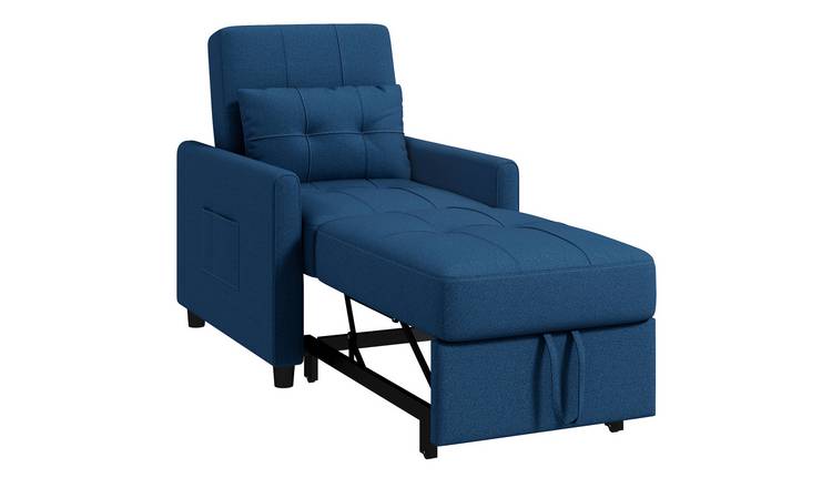 HOMCOM Single Pull Out Chair Bed with Adjustable Backrest - Blue
