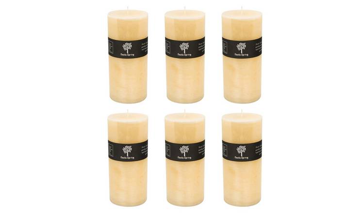 Nicola Spring 400ml Round Vanilla Pillar Candles Pack of 6 - Cream