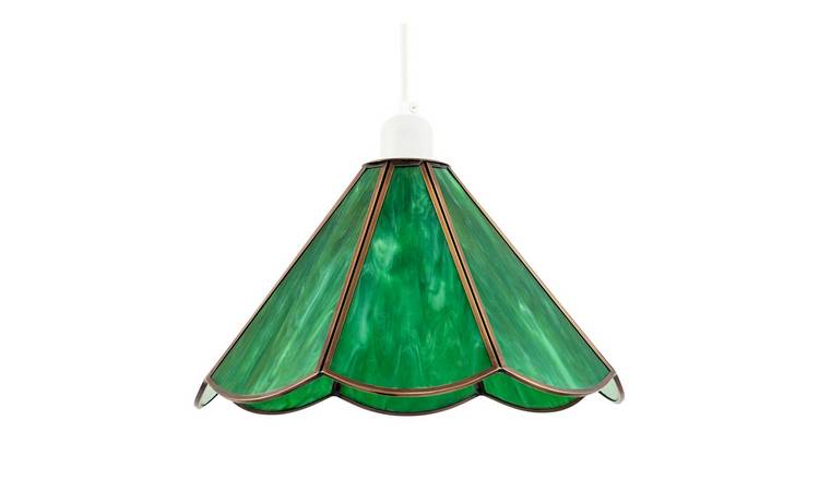 Happy Homewares Green Tiffany Glass Panelled Easy-Fit Pendant Shade - 30cm