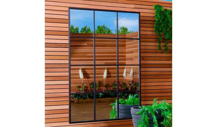 Charles Bentley Large Industrial Window Mirror - Black