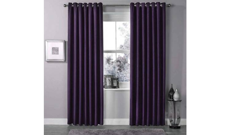 New Edge Blinds Purple Blackout Eyelet Curtains - 167cm x 229cm