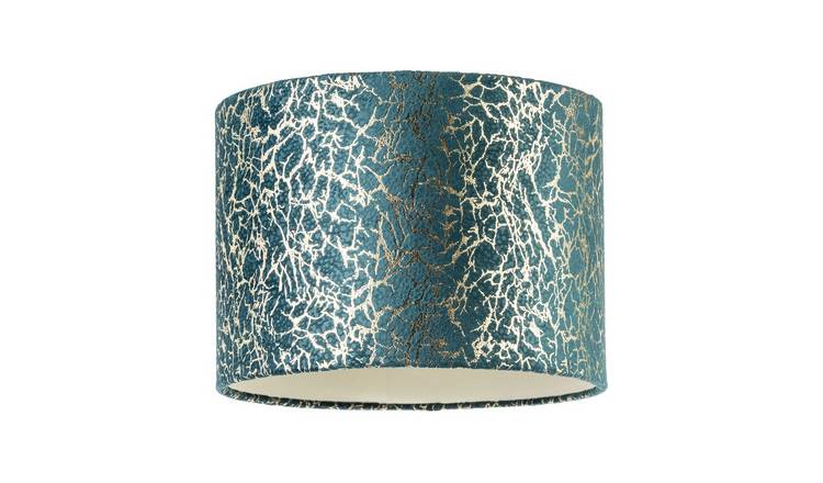Happy Homewares Emerald Green Teal Blend Velvet Fabric Lampshade - 25cm