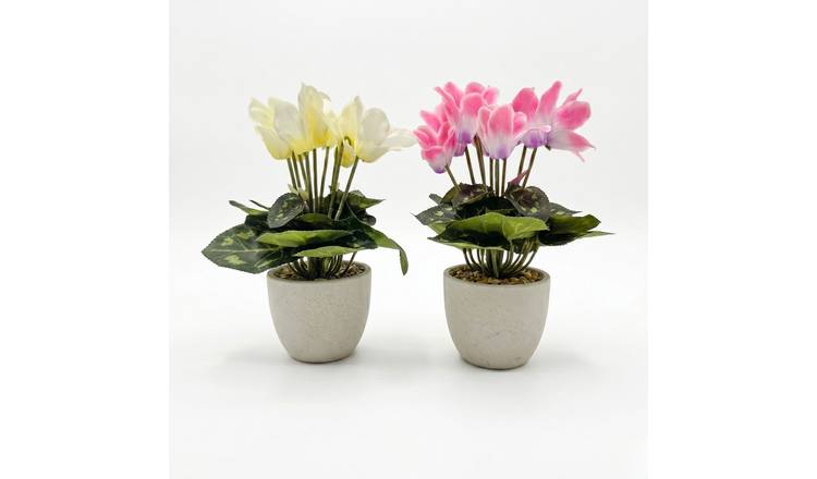Homescapes Artificial Hydrangea Set of 2 Potted Plants - Multicoloured