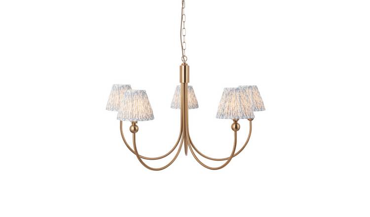 Loops Direct 92cm Diameter Brushed Aged Brass Pendant Light - Shell Bay Blue