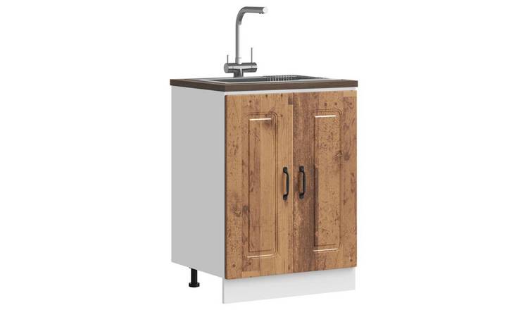 Walplus Engineered Wood Kalmar Sink Base Cabinet - Dark Wood - 60 x 46 x 81.5 cm