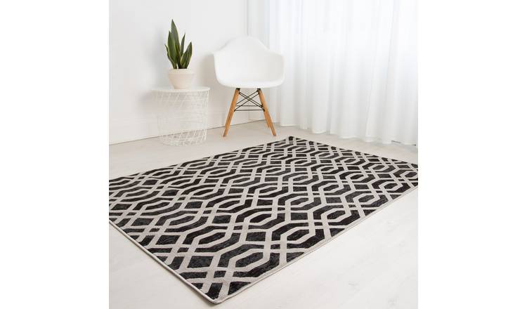 DS Living Bellagio Patterned Rug - Anthracite & Light Grey - 150x80cm