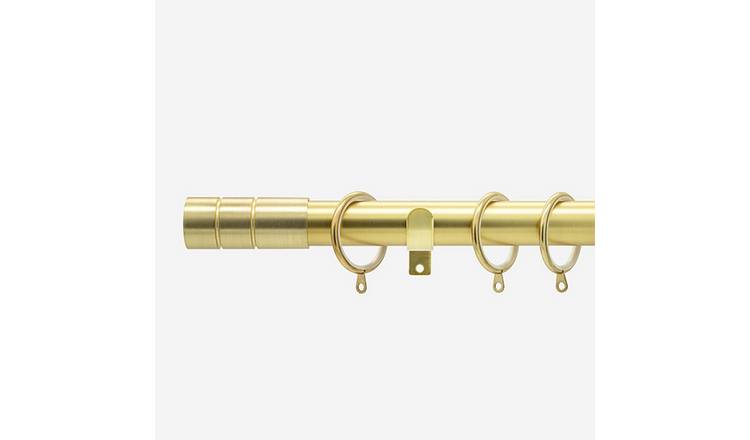 New Edge Blinds Brushed Gold 28mm Barrel Fixed Metal Curtain Pole - 95cm