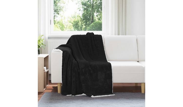Walplus 480 g/m2 Fleece Throw Blanket - Black - 150 x 130 cm