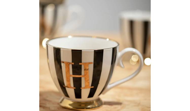 Orsina Duchess H Monogram Mug – Black and White