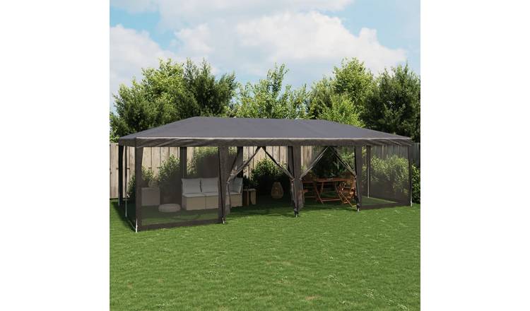 Walplus 8 x 4 m HDPE Party Tent with 12 Mesh Sidewalls - Anthracite