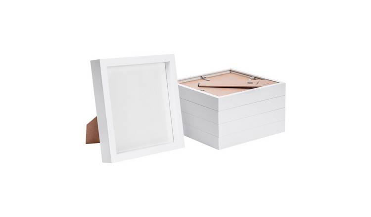 Nicola Spring 3D Box Photo Frames - 8" x 8" - Set of 5 - White