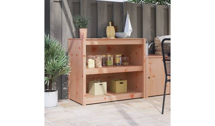 Walplus Solid Pine Wall Shelf with Shelf - Brown Oak - 106 x 55 x 92 cm