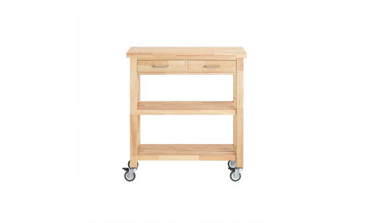 SoBuy 2 Drawer 2 Shelf Rubberwood Top Kitchen Trolley