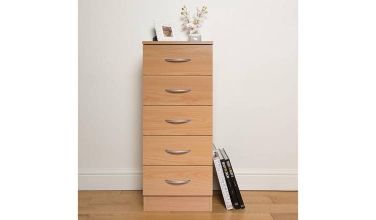 Home Treats Tall 5 Drawers Chest - Beech